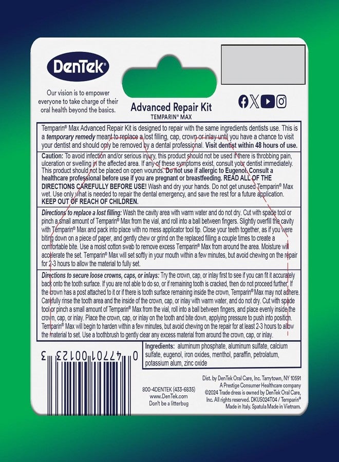 دينتك طقم إصلاح حشوات وأغطية الأسنان DenTek Temparin Max - 0.0733 أونصة، عبوة من 4 قطع - Image 2